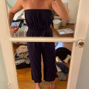 Never worn Lulus navy blue strapless jumpsuit